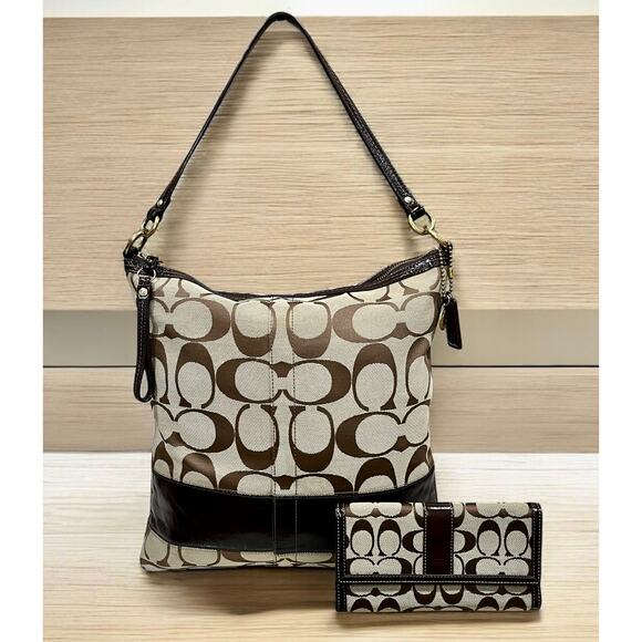 Y2K Coach 12824 Chelsea Signature Stripe Hobo Bag & Signature Long Wallet - Picture 1 of 16